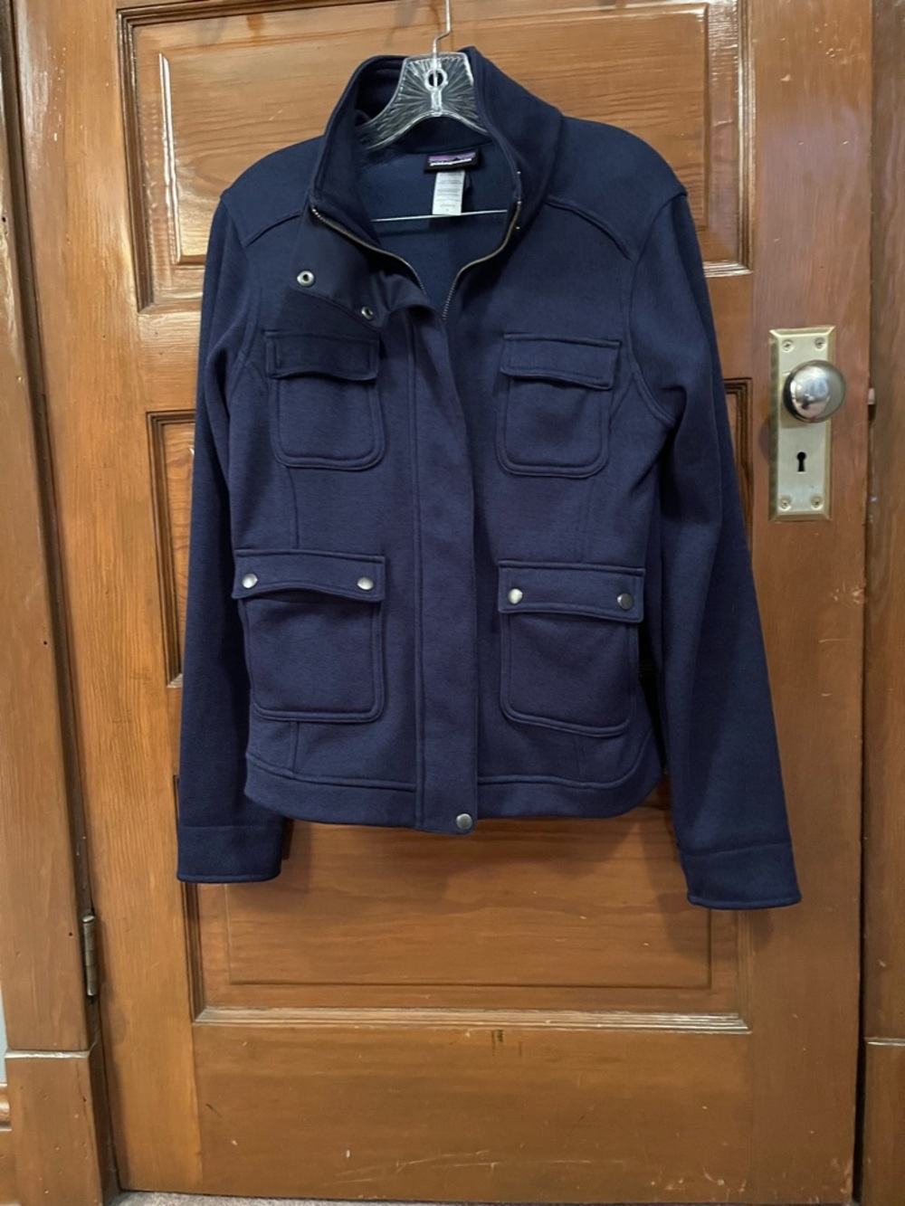 Patagonia Women’s Navy Blue Utility Jacket - Classic Pocket Detail